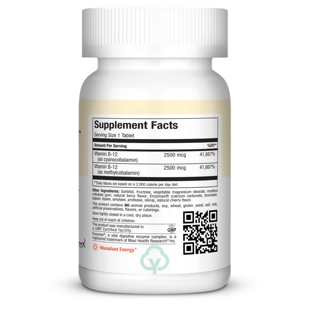Maxi Health Chewable B12 5000 60 Chews Abundant Energy