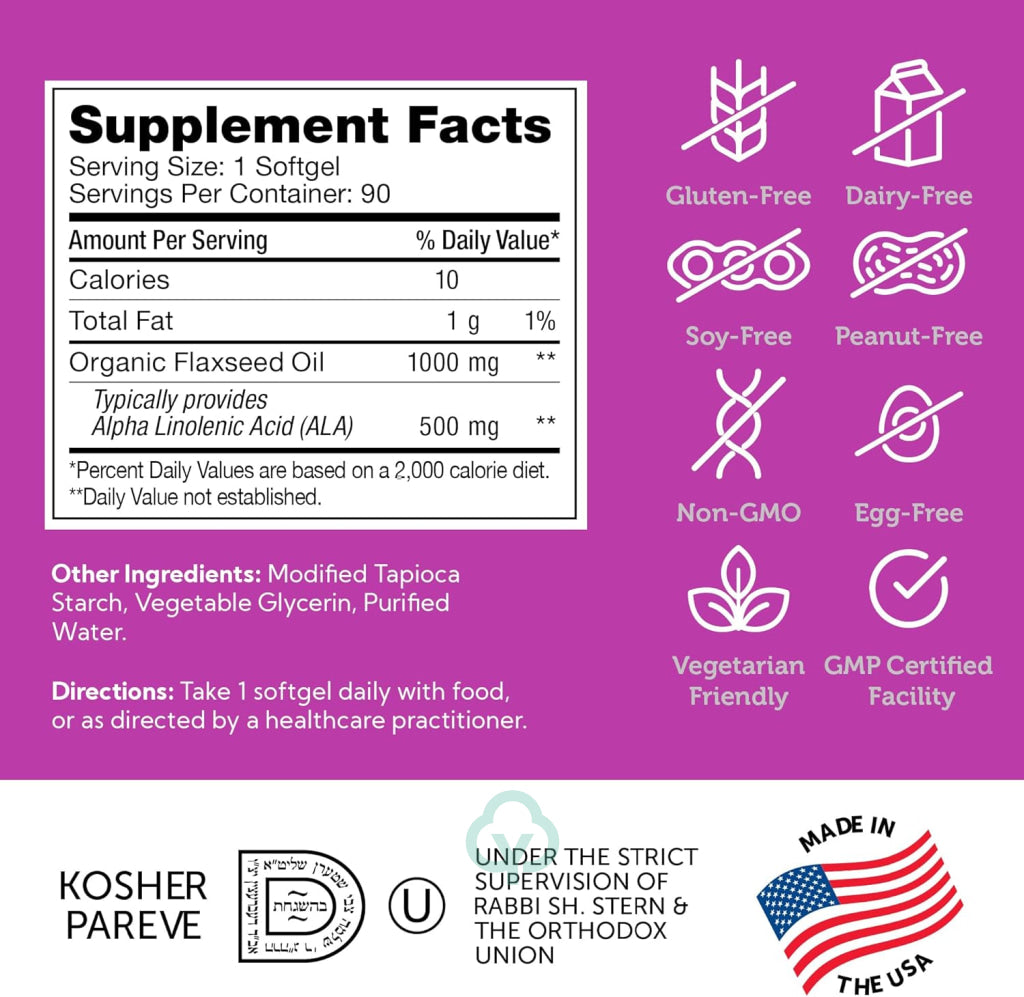 Zahler Organic Flaxseed Oil - 90 Softgels