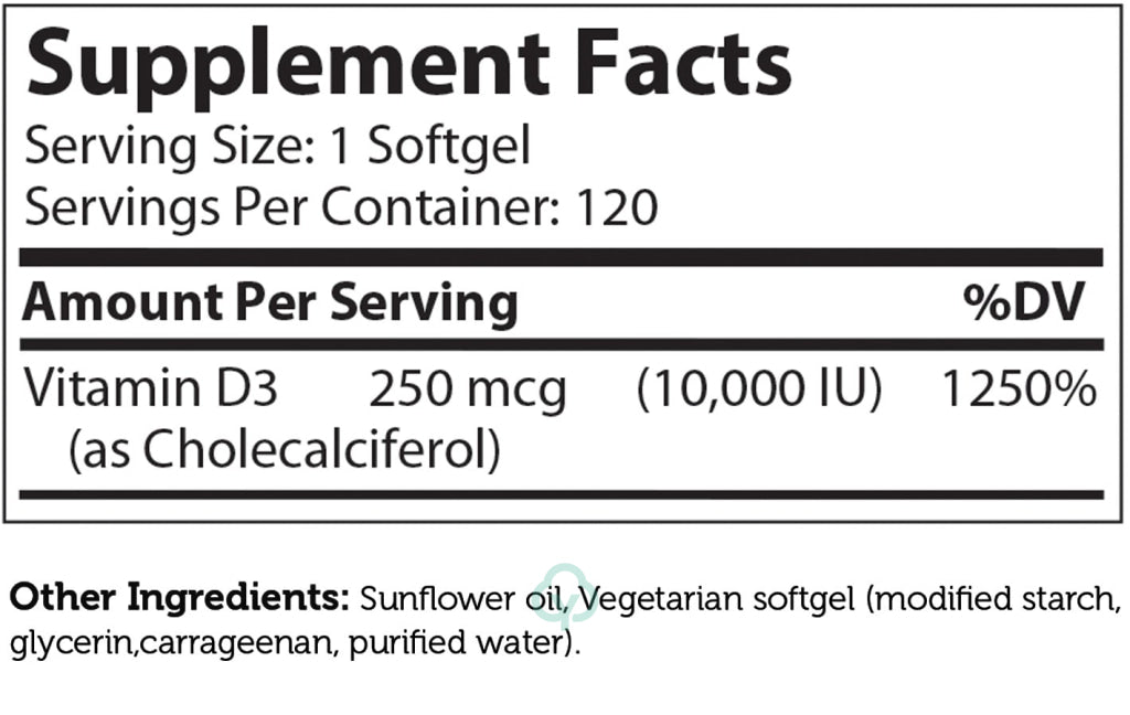 Zahler Vitamin D3 10 000 Iu General Health