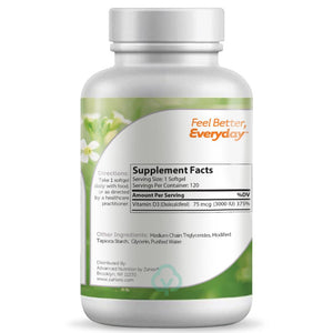 Zahler Vitamin D3 3000 Iu General Health